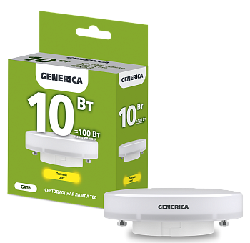 Лампа LED T80 таблетка 10Вт 230В 3000К GX53 GENERICA в Иркутске