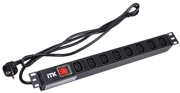 ITK PDU 8 розеток C13 с LED выкл 1U шнур 2м вилка в Иркутске
