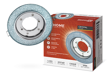 Светильник встраиваемый GX53R-crystal R22L с подсветкой 4К под лампу GX53 Голубой/Хром IN HOME в Иркутске