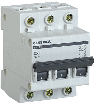 Автоматический выключатель ВА47-29 3Р 50А 4,5кА характеристика С GENERICA в Иркутске