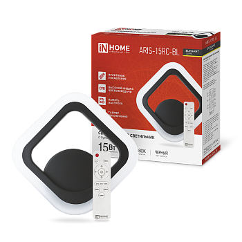 Светильник светодиодный ELEGANT ARIS-15RC-BL 15Вт 230В 3000-6500К 1200Лм пульт ДУ черный IN HOME в Иркутске