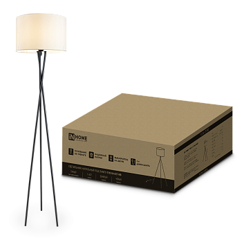 Светильник напольный под лампу ТНО 04-Е27-NB 230В бежевый абажур, черная тренога IN HOME в Иркутске