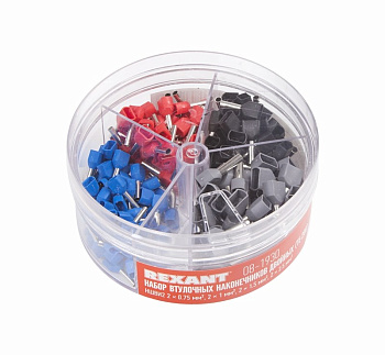 Набор втулочных наконечников двойных НШВИ2 (2х0.75 мм²; 2х1 мм²; 2х1.5 мм²; 2х2.5 мм²) в боксе (ТE-200) REXANT в Иркутске