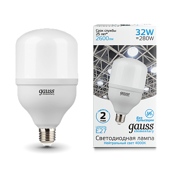 Лампа сд LED-T100 32Вт E27 6500K 2700Лм Elementary GAUSS в Иркутске