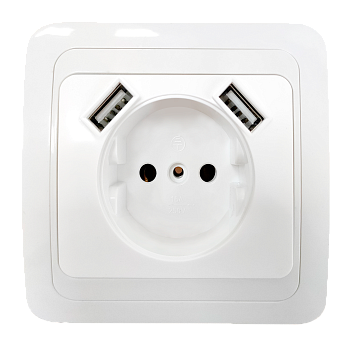 Розетка одинарная CLASSICO с двумя USB белая 2147 IN HOME в Иркутске