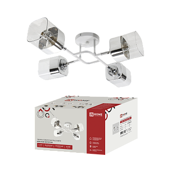 Светильник потолочный поворотный AURA TESO-4E27ST-WH 4хЕ27 прозрачные плафоны, белый корпус IN HOME в Иркутске