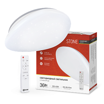 Светильник светодиодный COMFORT STONE 36Вт 230В 3000-6500K 2900Лм 290x70мм с пультом ДУ IN HOME в Иркутске