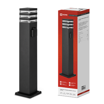Светильник уличный напольный НБУ POLO-SP600WO-1xA60-BL алюминиевый 600мм с розеткой черный IP54 IN HOME в Иркутске