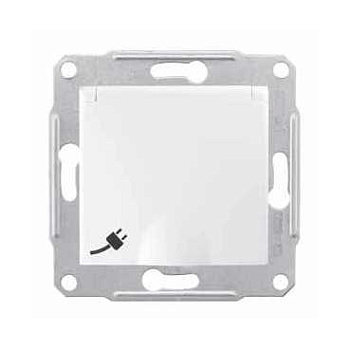 Розетка одинарная SEDNA Schneider Electric с крышкой со шторками с заземлением белая в Иркутске