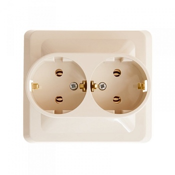 Розетка двойная ЭТЮД SE с заземлением крем в Иркутске