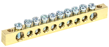 Шина PEN "земля-ноль" 6х9мм 10/2 (10групп/крепеж по краям) IEK в Иркутске