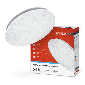 Светильник светодиодный серии DECO БАМБУК 24Вт 230В 6500К 2160Лм 330х55мм IN HOME в Иркутске