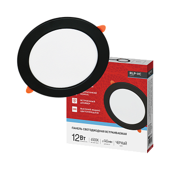 Панель светодиодная встраиваемая круглая RLP-VC 1265BL 12Вт 230В 6500К 960Лм 145мм черная IP40 IN HOME в Иркутске