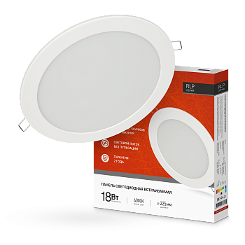 Панель светодиодная встраиваемая круглая RLP 18Вт 230В 4000К 1080Лм 225мм белая IP40 IN HOME в Иркутске