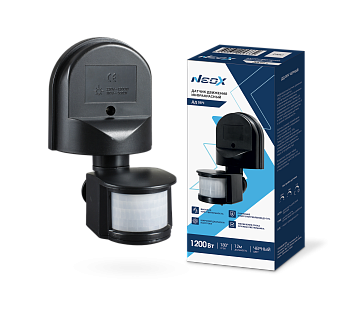 Датчик движения инфракрасный ДД 08Ч 1200Вт 180 гр.12м IP44 черный NEOX в Иркутске