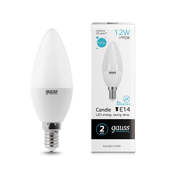 Лампа светодиодная LED-СВЕЧА 12Вт E14 4100K 920Лм Elementary GAUSS в Иркутске