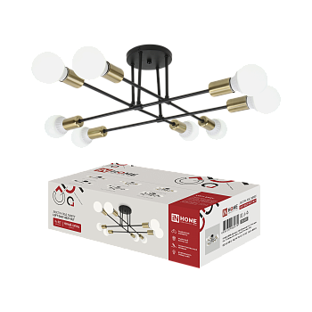 Светильник потолочный под лампу LOFT EASY-8E27-BLT 8хЕ27 черный, латунь IN HOME в Иркутске