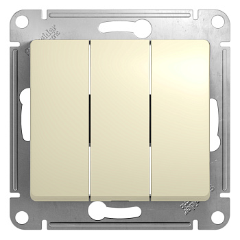 Выключатель трехклавишный Glossa SE бежевый в Иркутске