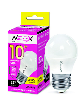 Лампа светодиодная LED-ШАР 10Вт 230В Е27 3000К 800Лм NEOX в Иркутске