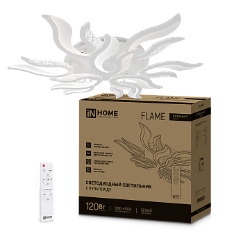 Светильник светодиодный ELEGANT FLAME 120Вт 230В 3000-6500K 8400Лм 1035х895х120мм c пультом ДУ белый IN HOME в Иркутске