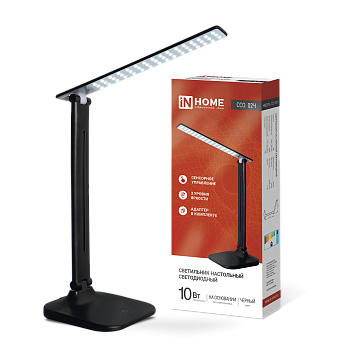 Светильник настольный светодиодный SIMPLE ССО-02Ч 10Вт 625Лм сенсор, адаптер ЧЕРНЫЙ IN HOME в Иркутске