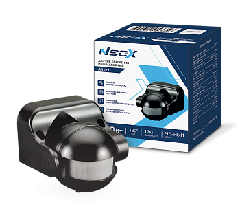 Датчик движения инфракрасный ДД 09Ч 1200Вт 180 гр.12м IP44 черный NEOX в Иркутске