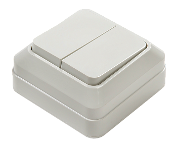 Выключатель двухклавишный BOLLETO белый накладной 7023 IN HOME в Иркутске