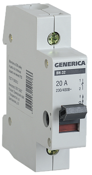 Выключатель нагрузки (мини-рубильник) ВН-32 1Р 20А GENERICA в Иркутске