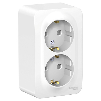 Розетка двойная BLANCA SE накладная с заземлением со шторками белая в Иркутске