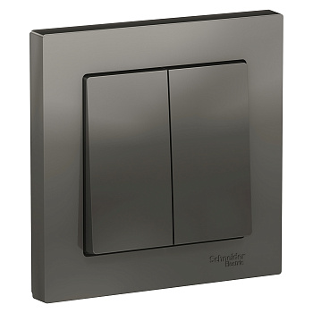 Выключатель двухклавишный AtlasDesign SE сталь в сборе в Иркутске