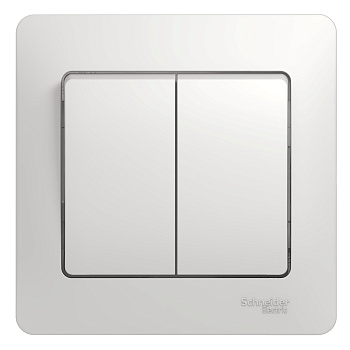 Выключатель двухклавишный Glossa SE белый в сборе в Иркутске