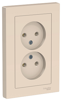 Розетка двойная AtlasDesign SE бежевая в сборе в Иркутске