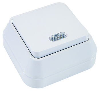 Выключатель одноклавишный накладной с подсветкой MAKEL белый в Иркутске