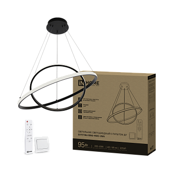 Светильник светодиодный ESTETIKA RING-95RC-2BL 95Вт 230В 3000-6500K 600/400 1.2м трос пульт ДУ черный IN HOME в Иркутске