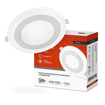 Панель светодиодная встраиваемая круглая RLP-BL 9Вт 230В 4000К 540Лм 145мм с подсветкой белая IP20 IN HOME в Иркутске