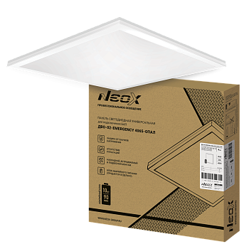 Панель светодиодная универсальная ДВО-02-EMERGENCY 4065-ОПАЛ 40Вт 6500K без БАП-10W90 IP40 595х595x22мм NEOX в Иркутске