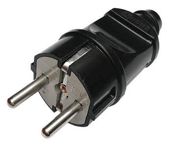 Вилка прямая с заземлением 16А черная 4240 IN HOME в Иркутске