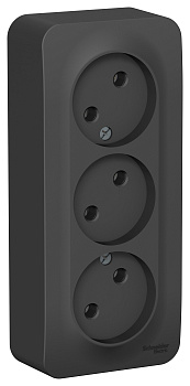 Розетка тройная BLANCA SE накладная с изоляционной пластиной антрацит в Иркутске