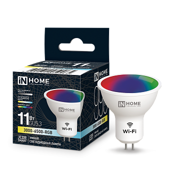 Лампа светодиодная LED-JCDR-RGBW-SMART 11Вт 230В димм. GU5.3 3000-6500К 990Лм IN HOME в Иркутске