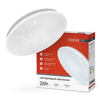 Светильник светодиодный серии DECO ГЛОРИЯ 24Вт 230В 4000К 2160Лм 330х55мм IN HOME в Иркутске