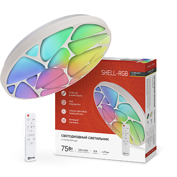 Светильник светодиодный COMFORT SHELL-RGB 75Вт 230В 3000-6500K 6000Лм 500x80мм с пультом ДУ IN HOME в Иркутске
