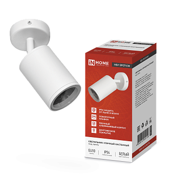 Светильник уличный настенный поворотный НБУ SPOT-1xGU10-CW на основании белый IP54 IN HOME в Иркутске