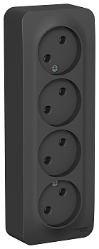 Розетка четырехместная BLANCA SE накладная с изоляционной пластиной антрацит в Иркутске