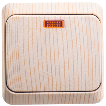 Выключатель одноклавишный ЭТЮД SE накладной с подсветкой сосна в Иркутске