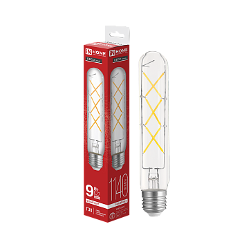 Лампа светодиодная LED-T30-deco 9Вт 230В Е27 4000К 1140Лм 225мм прозрачная IN HOME в Иркутске