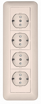 Розетка четырехместная BLANCA SE с заземлением с монтажной пластиной со шторками накладная белая в Иркутске