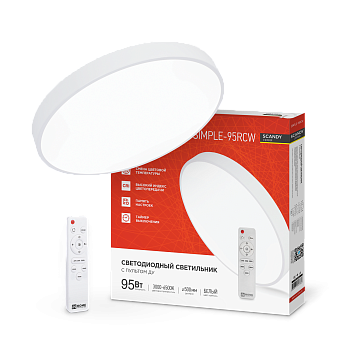 Светильник светодиодный SCANDY SIMPLE-95RCW 95Вт 230В 3000-6500K 7600Лм 500x50мм с пультом ДУ белый IN HOME в Иркутске