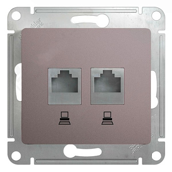 Розетка двойная компьютерная RJ45+RJ45 Glossa SE платина в Иркутске