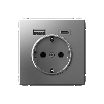 ARTGALLERY РОЗЕТКА 16А с 2 USB A+C, 5В/2,4А/3,0А, 2х5В/1,5А, механизм, СТАЛЬ в Иркутске
