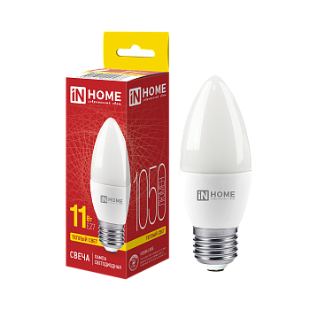 Лампа светодиодная LED-СВЕЧА-VC 11Вт 230В Е27 3000К 1050Лм IN HOME в Иркутске
